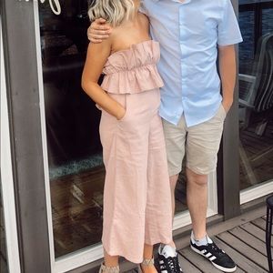 Strapless blush jumpsuit
